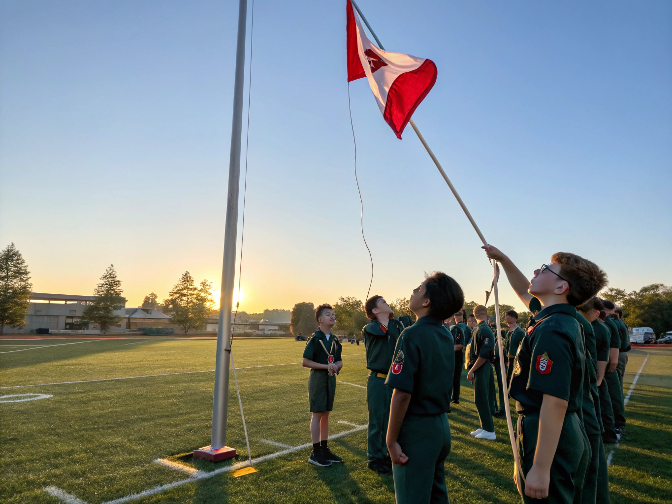 Troop 16 color guard at community memorial park